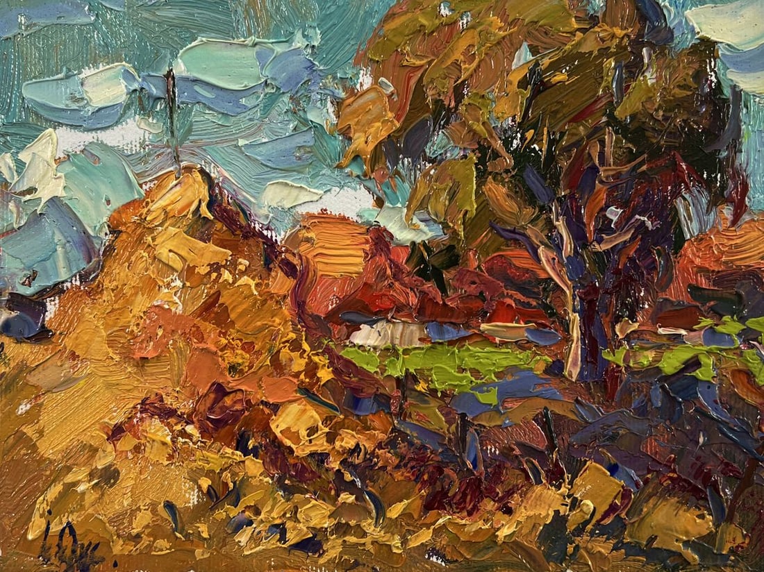 Oil painting Autumn evening Oksana Ivanyuk: Title: Oil painting Autumn evening Oksana Ivanyuk Description: №AAA5886 *** ABOUT THIS PAINTING *** * TITLE: "Autumn evening" * ARTISTS: Oksana Ivanyuk* SIZE: 15x20 cm/5.90x7.87 inches' * MEDIUM