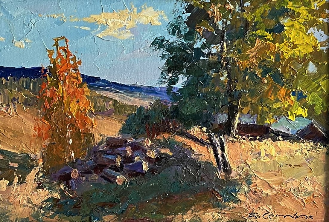 Oil painting House on a hill Boris Serdyuk: Title: Oil painting House on a hill Boris Serdyuk Description: №AAA6028 *** ABOUT THIS PAINTING *** * TITLE: "House on a hill" * ARTISTS: Serdyuk Boris Petrovich* SIZE: 21x30 cm/8.26x11.81 inche