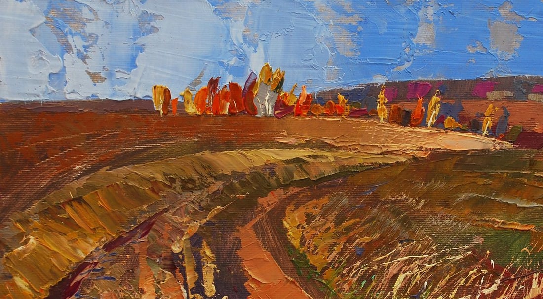 Oil painting October light among the leaves Egor Shvachunov - 2