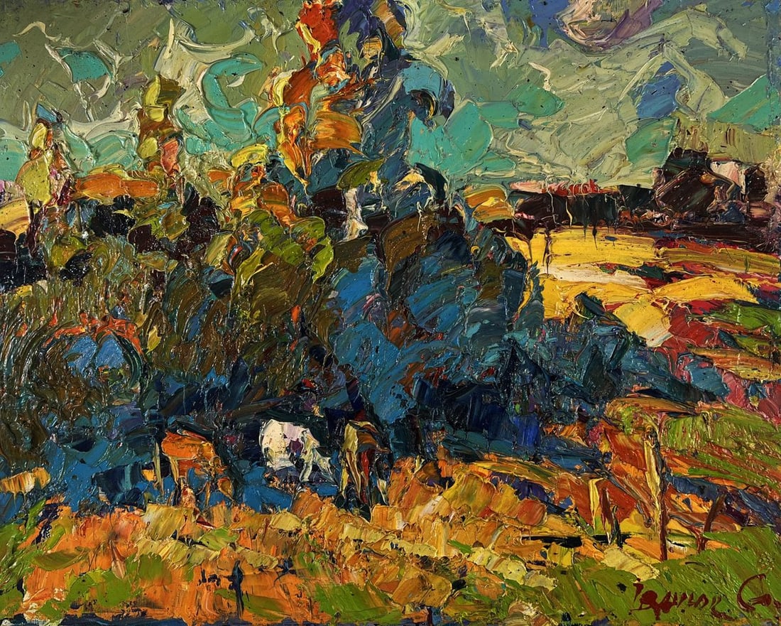 Oil painting Autumn аlame of fire Oleksiy Ivanyuk: Title: Oil painting Autumn аlame of fire Oleksiy Ivanyuk Description: №AAA5564 The oil painting Canvas titled “Autumn Flame of Fire” captures the raw, untamed beauty of nature&