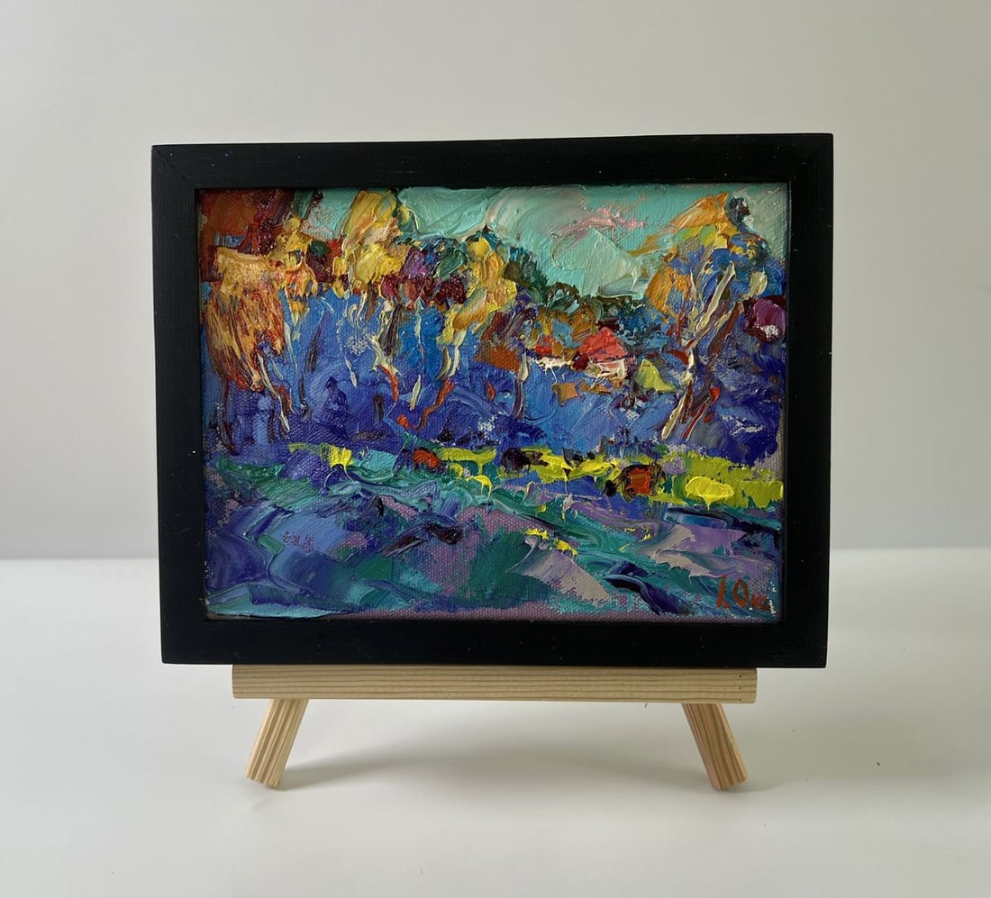 Oil painting Autumn blue forest Oksana Ivanyuk - 2