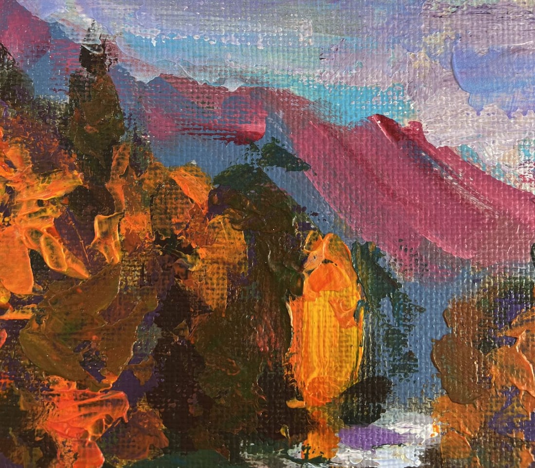 Acrylic painting Autumn in the mountains Mykhailo Patskan - 5