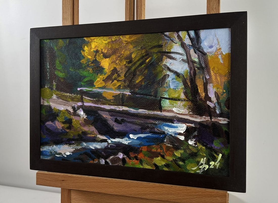 Acrylic painting Bridge over the river Mykhailo Patskan - 3