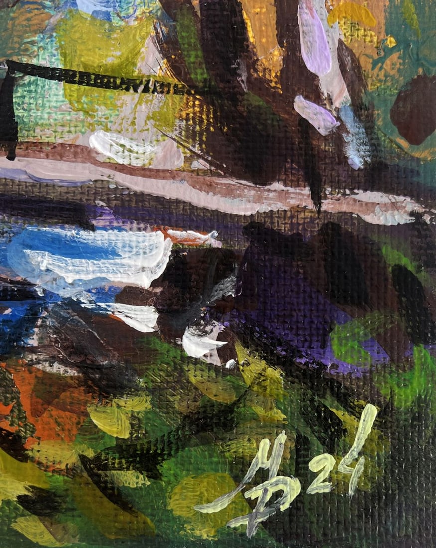 Acrylic painting Bridge over the river Mykhailo Patskan - 9