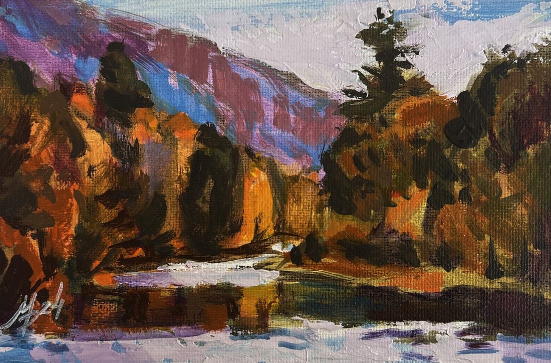 Acrylic painting In the autumn forest Mykhailo Patskan (1 of 10)