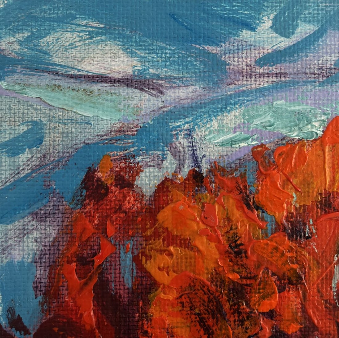 Acrylic painting Red autumn trees Mykhailo Patskan - 4