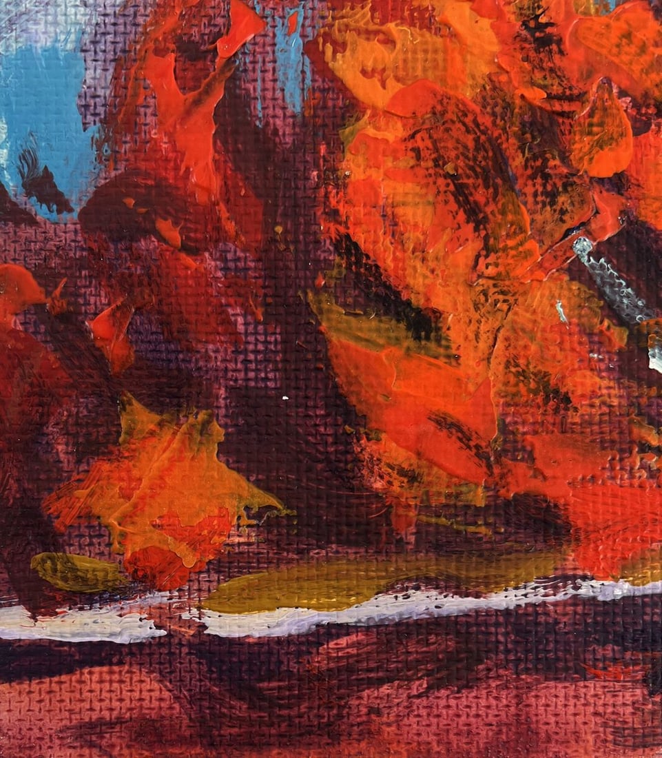 Acrylic painting Red autumn trees Mykhailo Patskan - 7