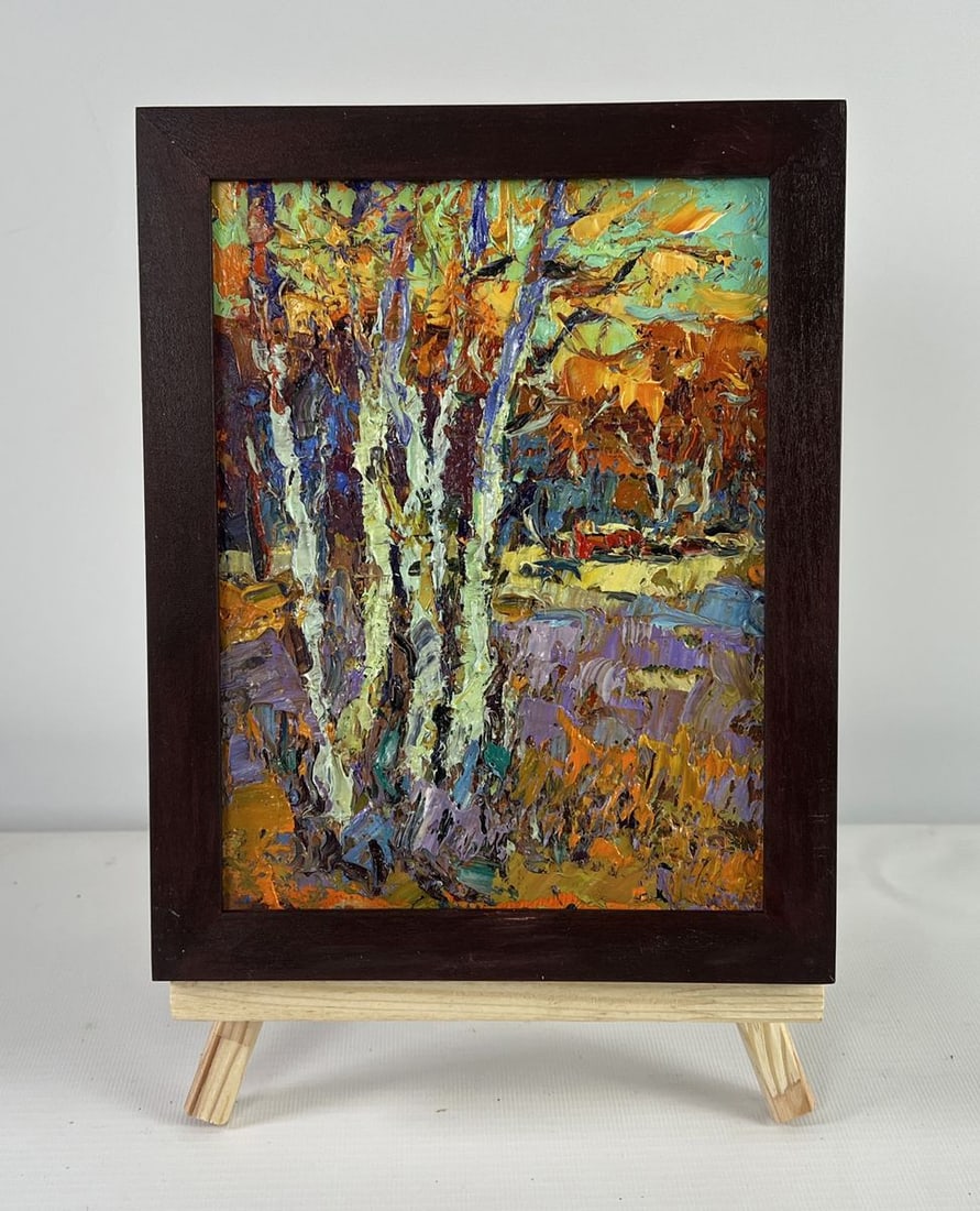 Oil painting Young aspens listen to the silence Oksana Kalenyuk - 2