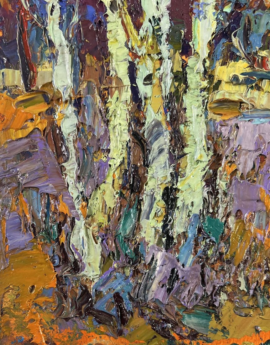 Oil painting Young aspens listen to the silence Oksana Kalenyuk - 6