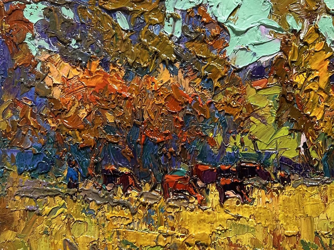 Oil painting The queue for the pasture Oksana Kalenyuk - 6