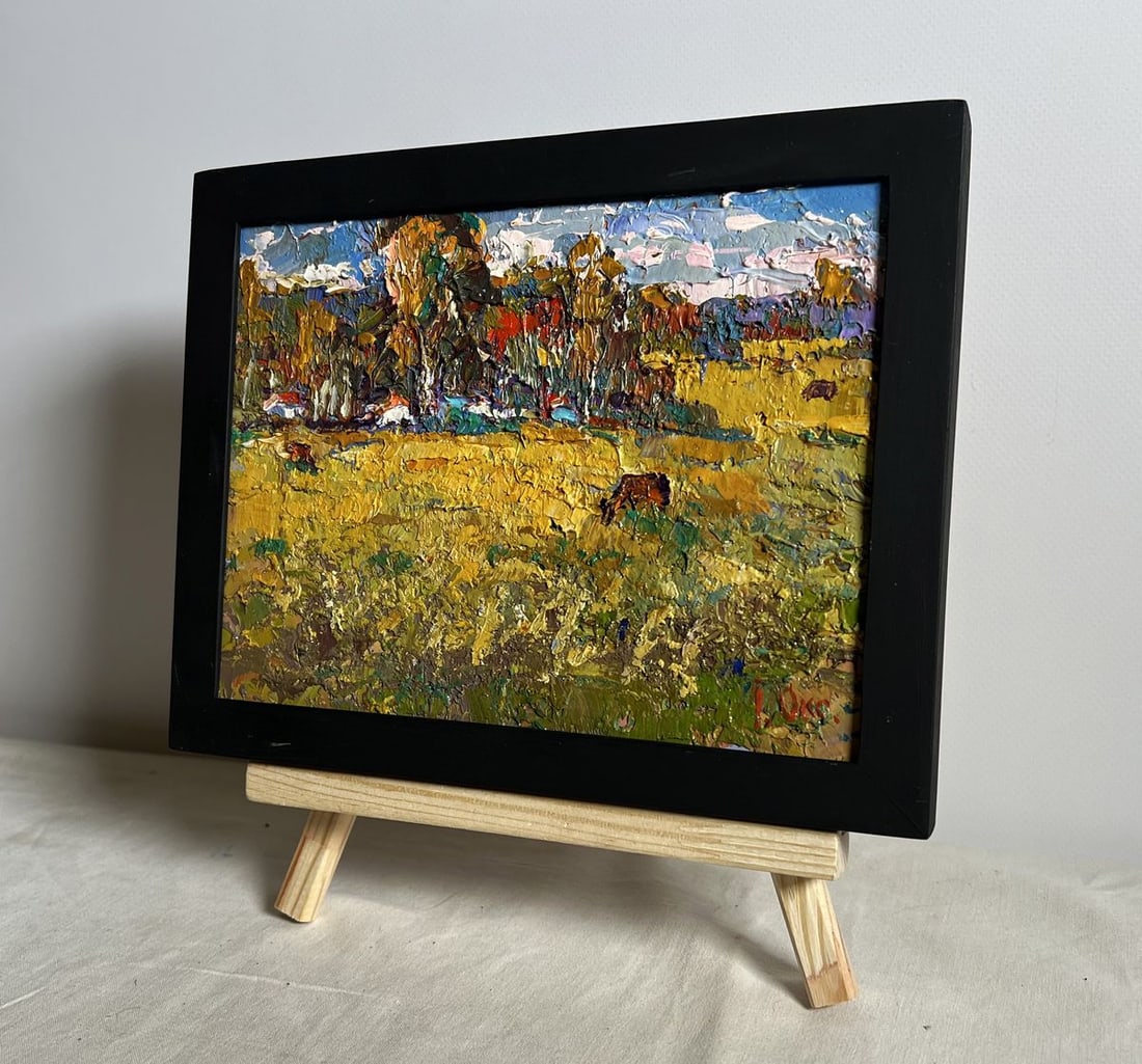 Oil painting On the yellow autumn meadows Oksana Kalenyuk - 3