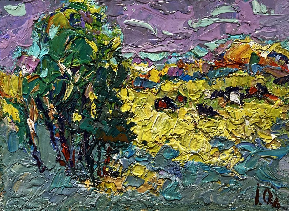 Oil painting In autumn after the rain Alex Kalenyuk: Title: Oil painting In autumn after the rain Alex Kalenyuk Description: №AAA3956 This oil painting cardboard, titled "In autumn after the rain", the artist employs a rich impasto technique, laye