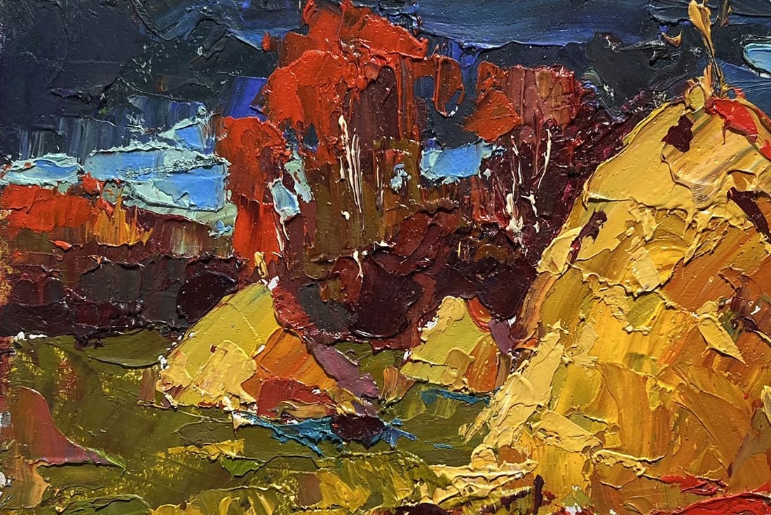 Oil painting Autumn fields and haystacks Alex Kalenyuk - 4