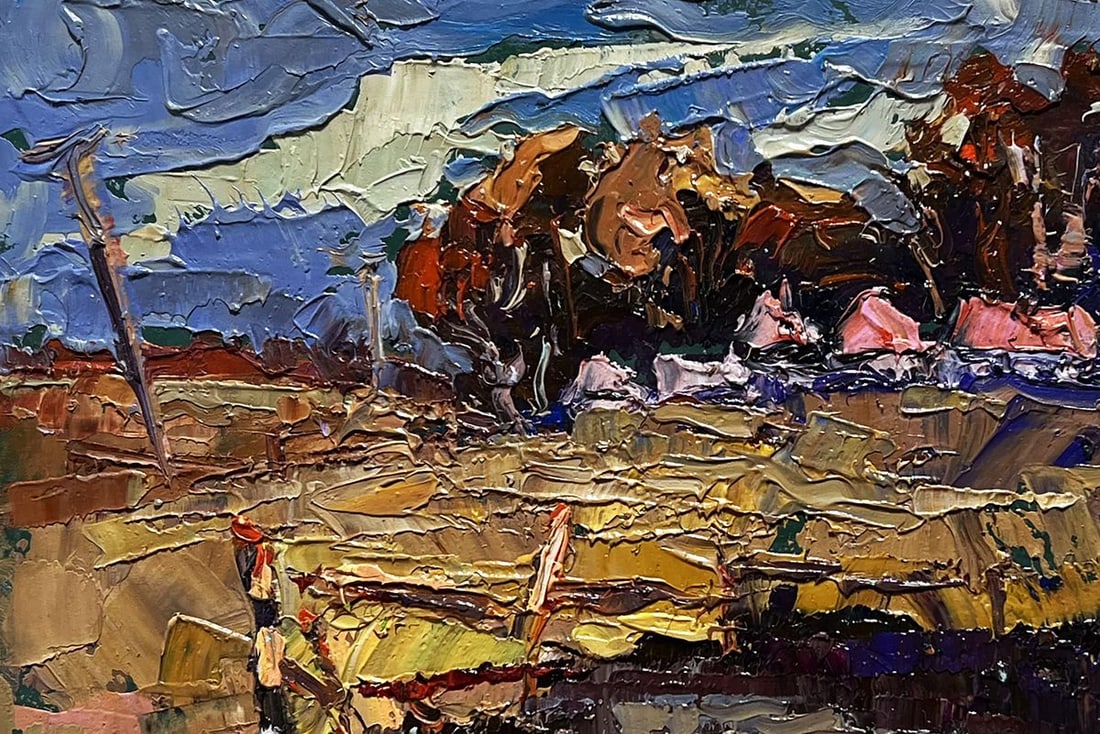 Oil painting There is a pond near the village Oksana Kalenyuk - 4