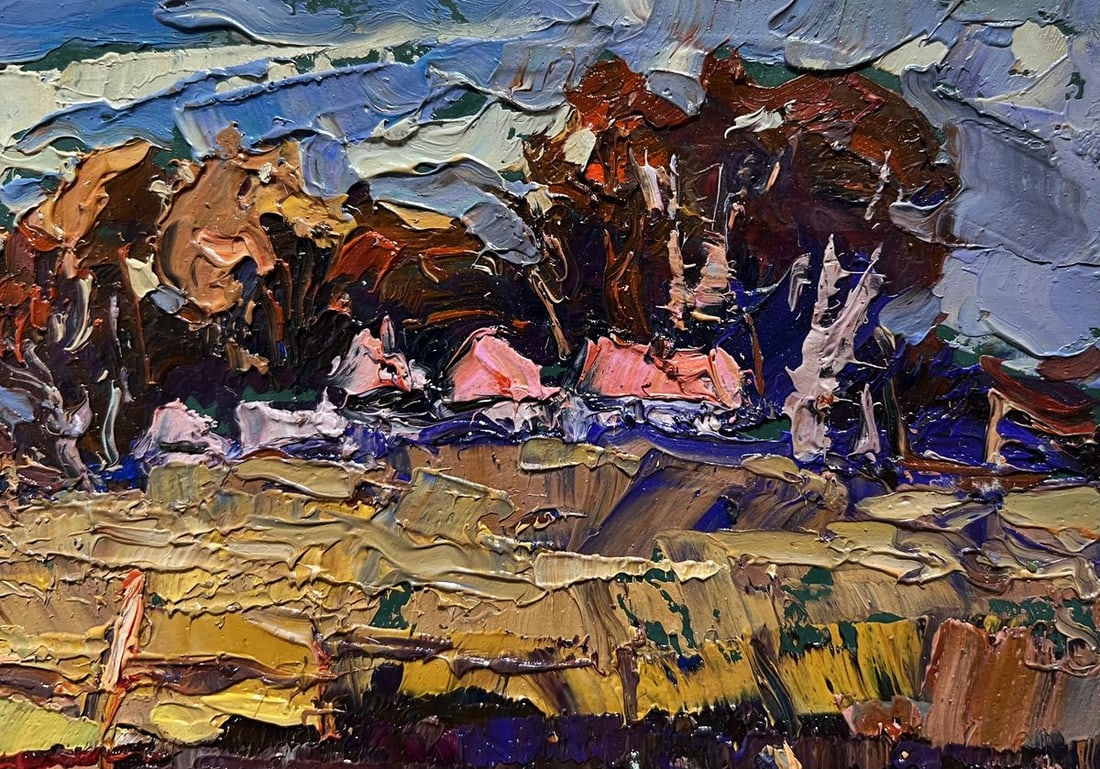 Oil painting There is a pond near the village Oksana Kalenyuk - 5