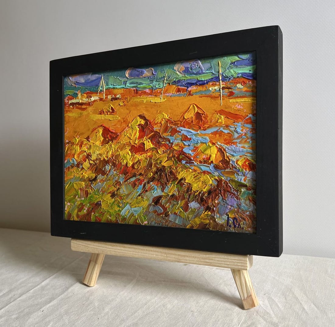 Oil painting Hay harvest in autumn Alex Kalenyuk - 3