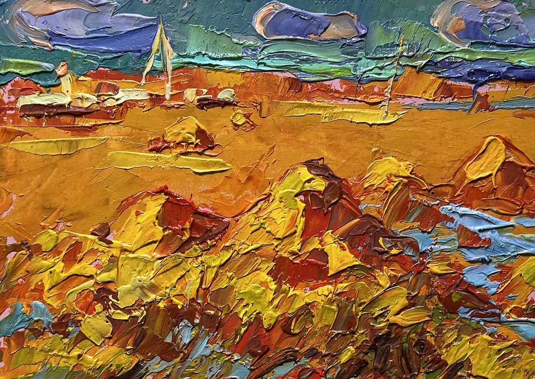 Oil painting Hay harvest in autumn Alex Kalenyuk - 4