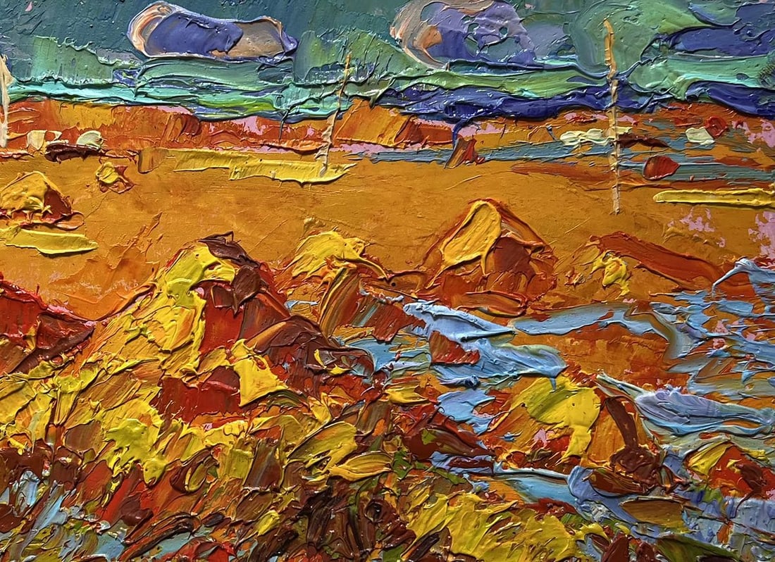 Oil painting Hay harvest in autumn Alex Kalenyuk - 7