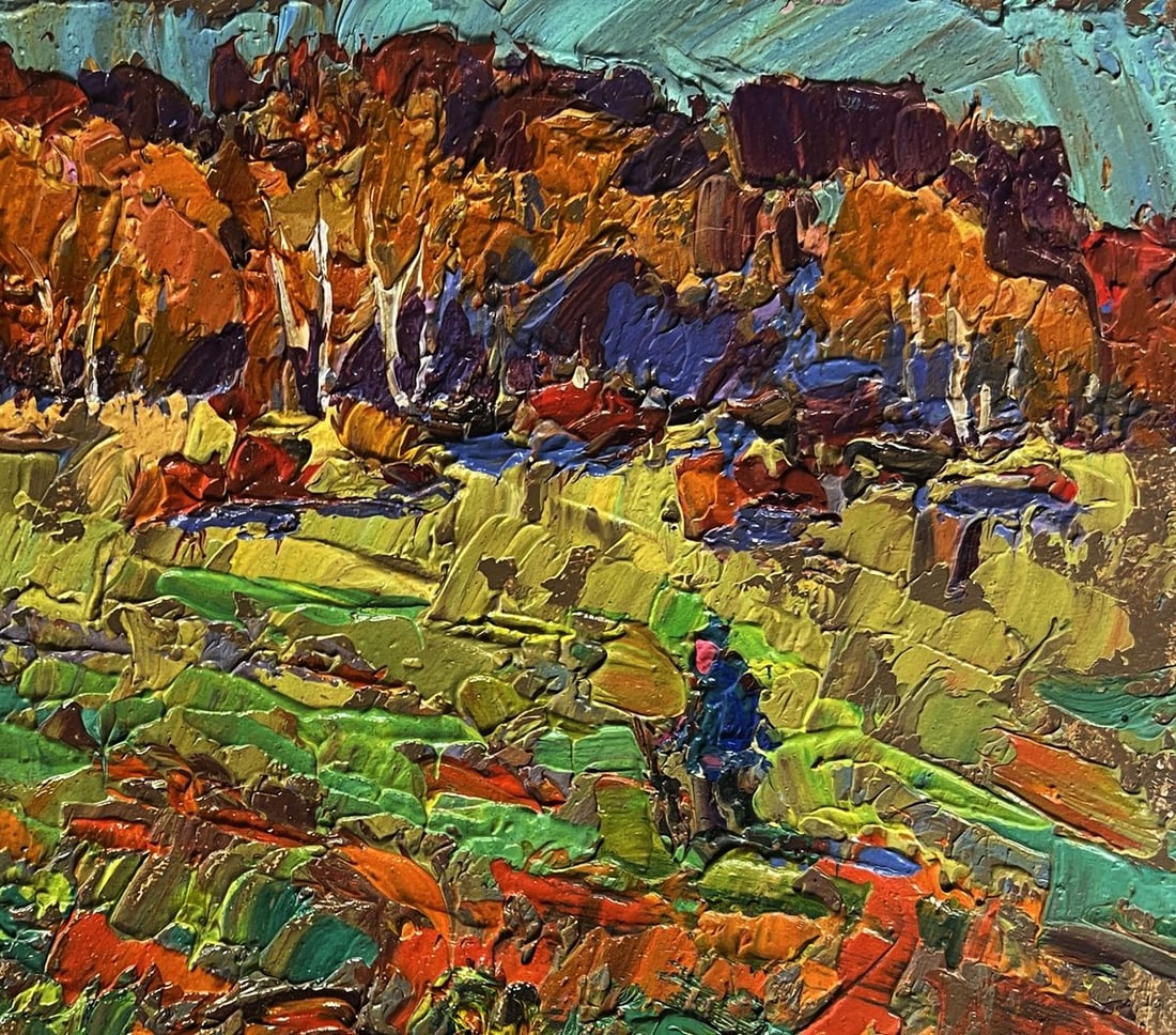 Oil painting Pumpkins are growing in the garden Alex Kalenyuk - 6