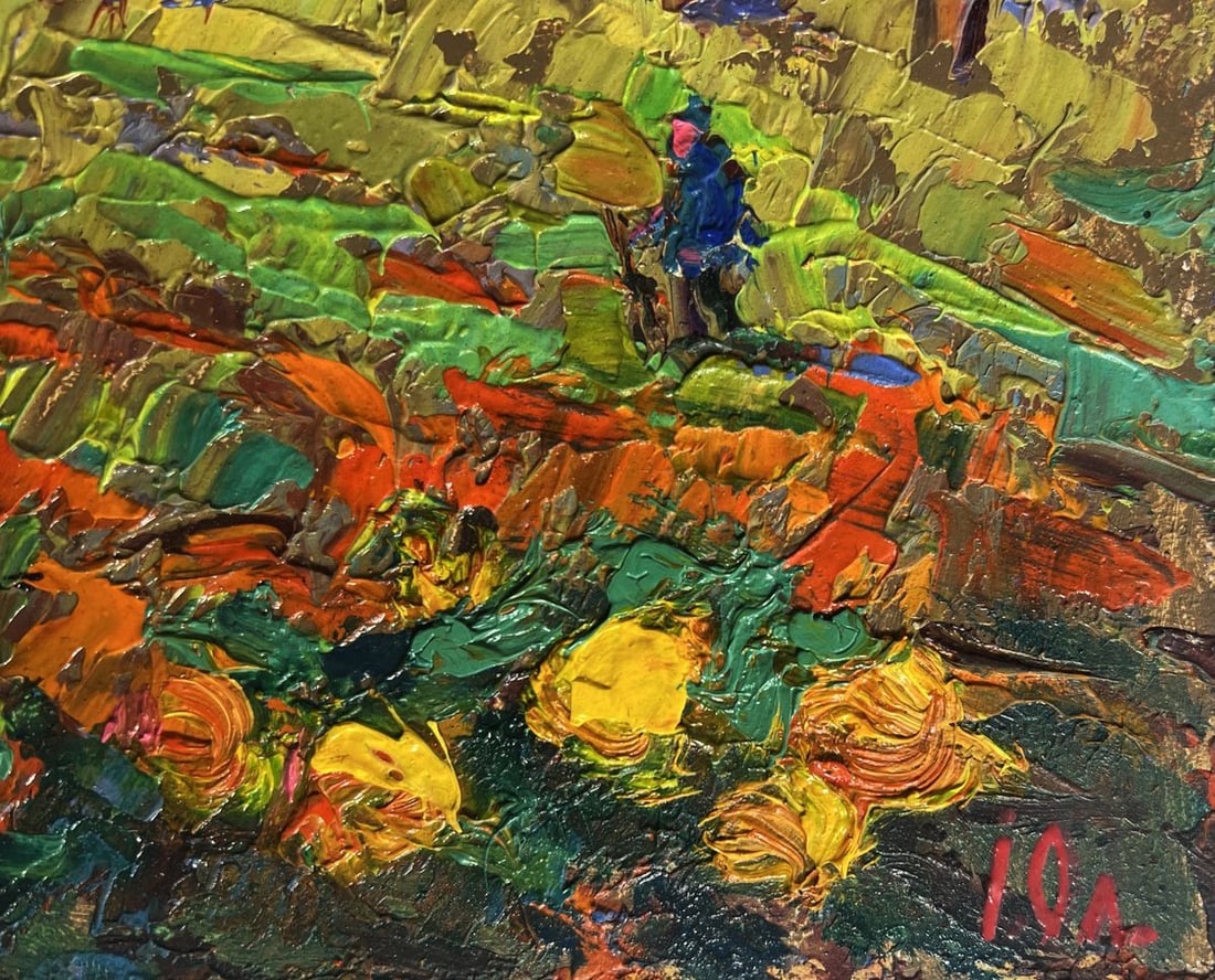 Oil painting Pumpkins are growing in the garden Alex Kalenyuk - 9