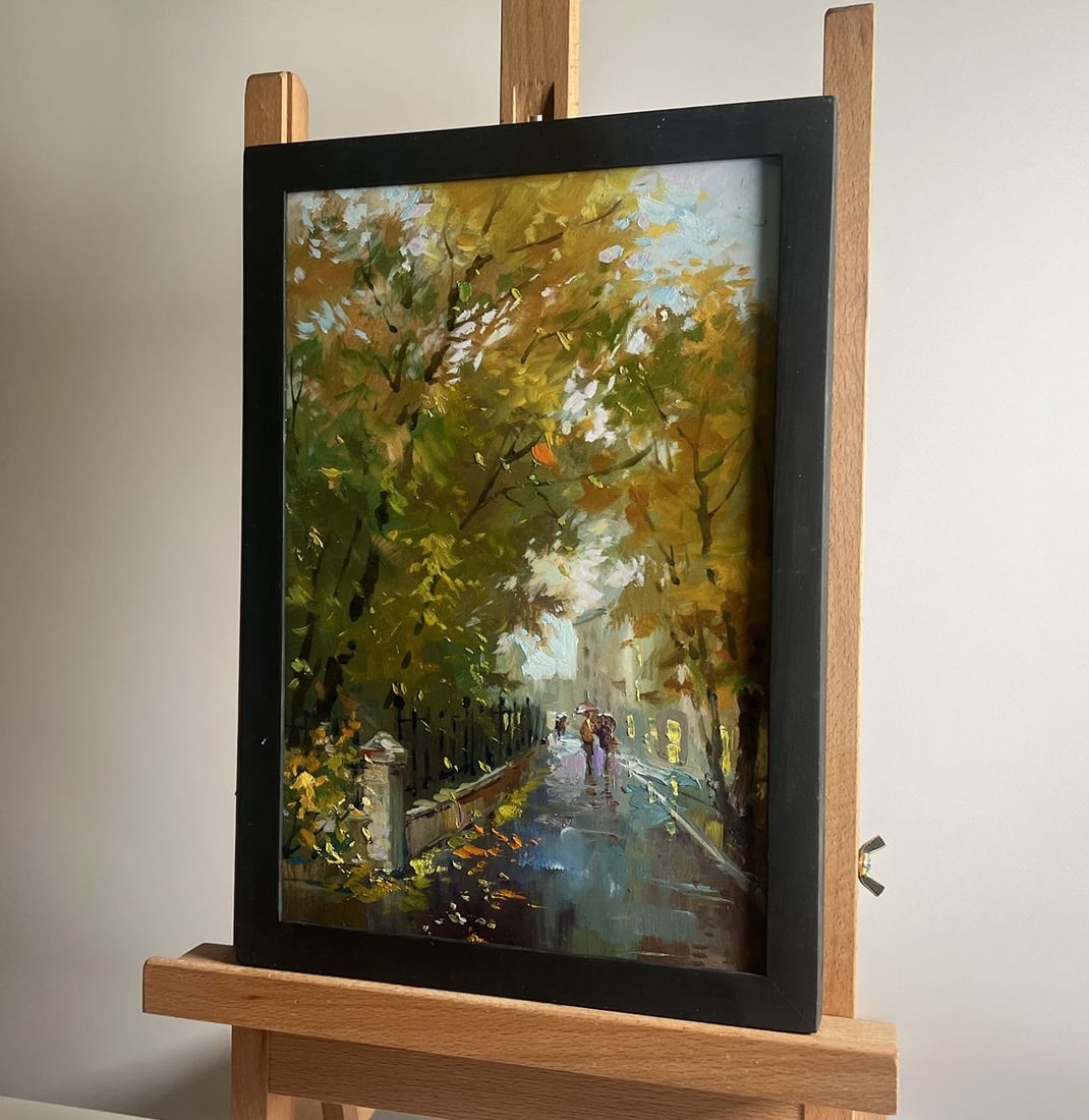 Oil painting Walking in the autumn city park Yuriy Suprunchuk - 3