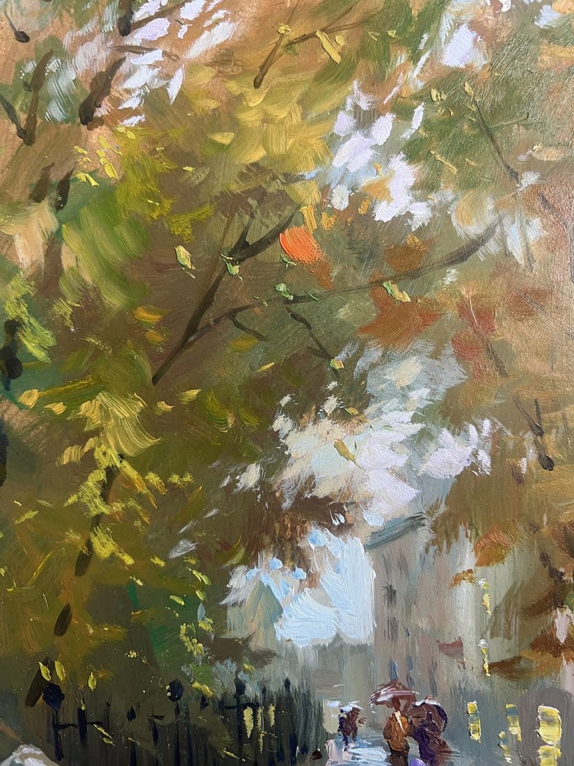 Oil painting Walking in the autumn city park Yuriy Suprunchuk - 6