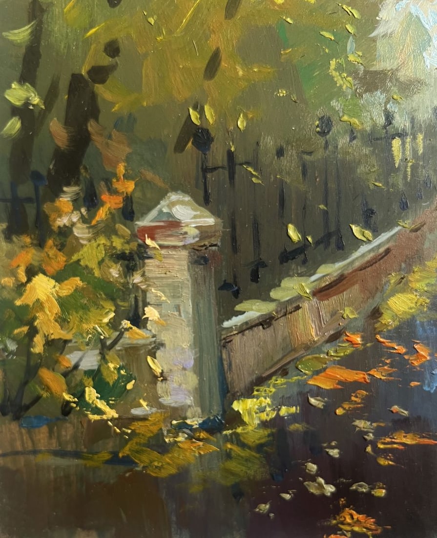 Oil painting Walking in the autumn city park Yuriy Suprunchuk - 7