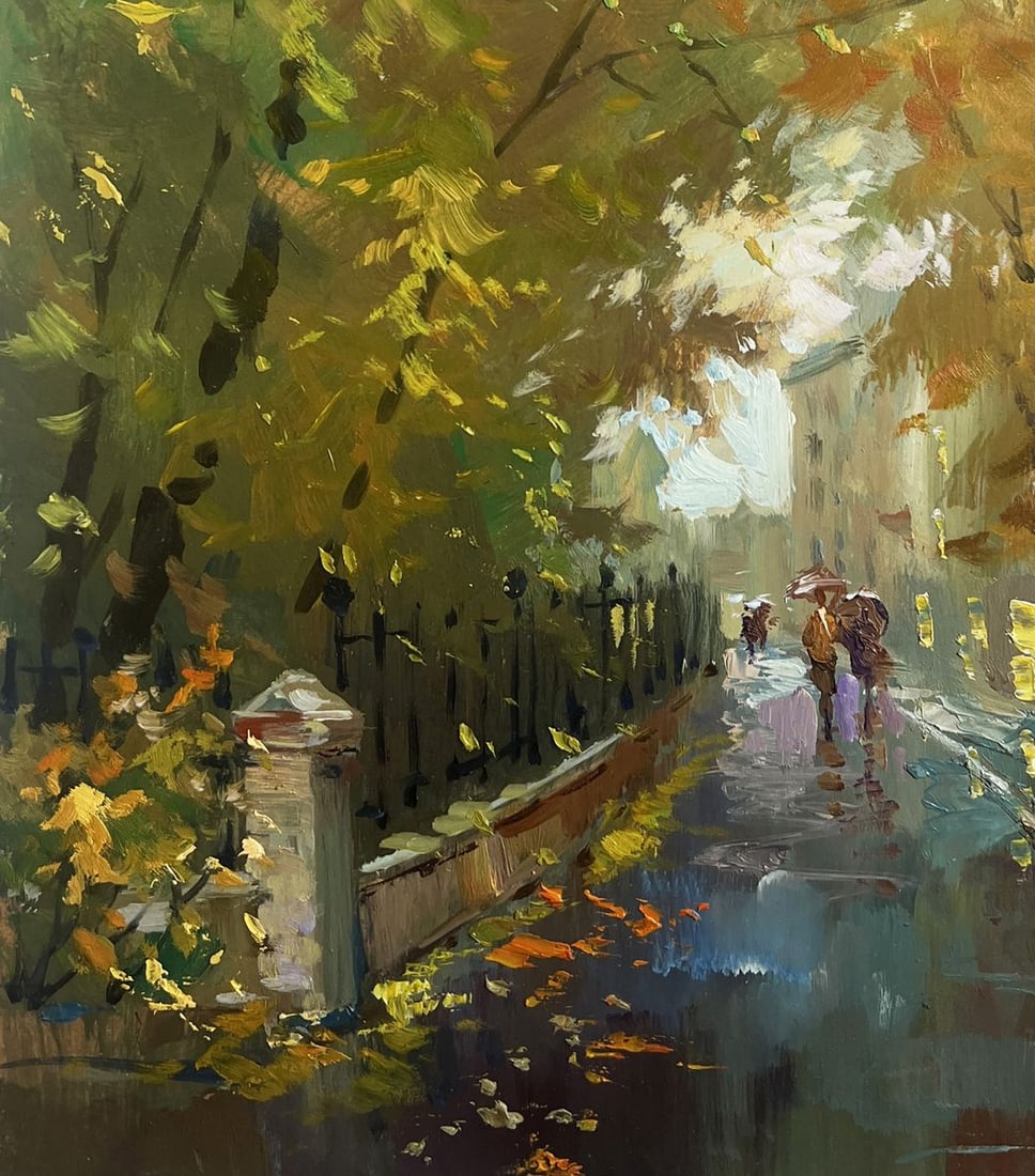 Oil painting Walking in the autumn city park Yuriy Suprunchuk - 9
