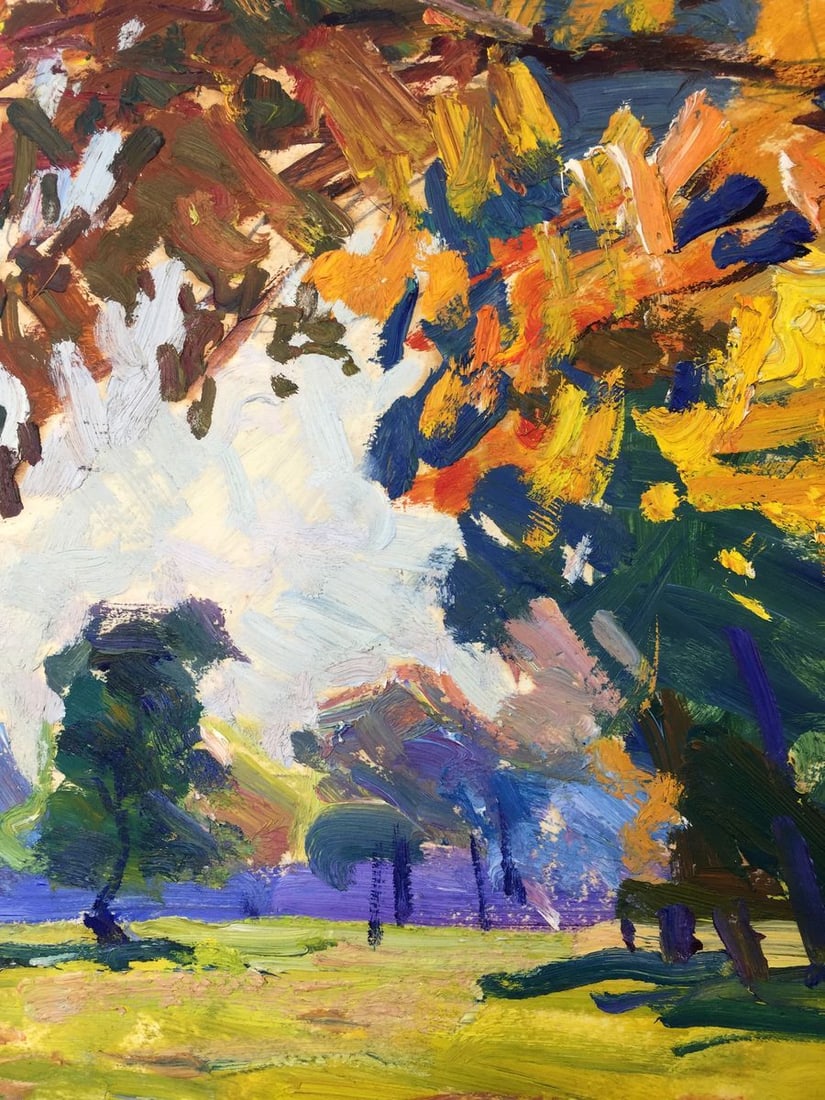 Oil painting Forest park original picture painter - 7