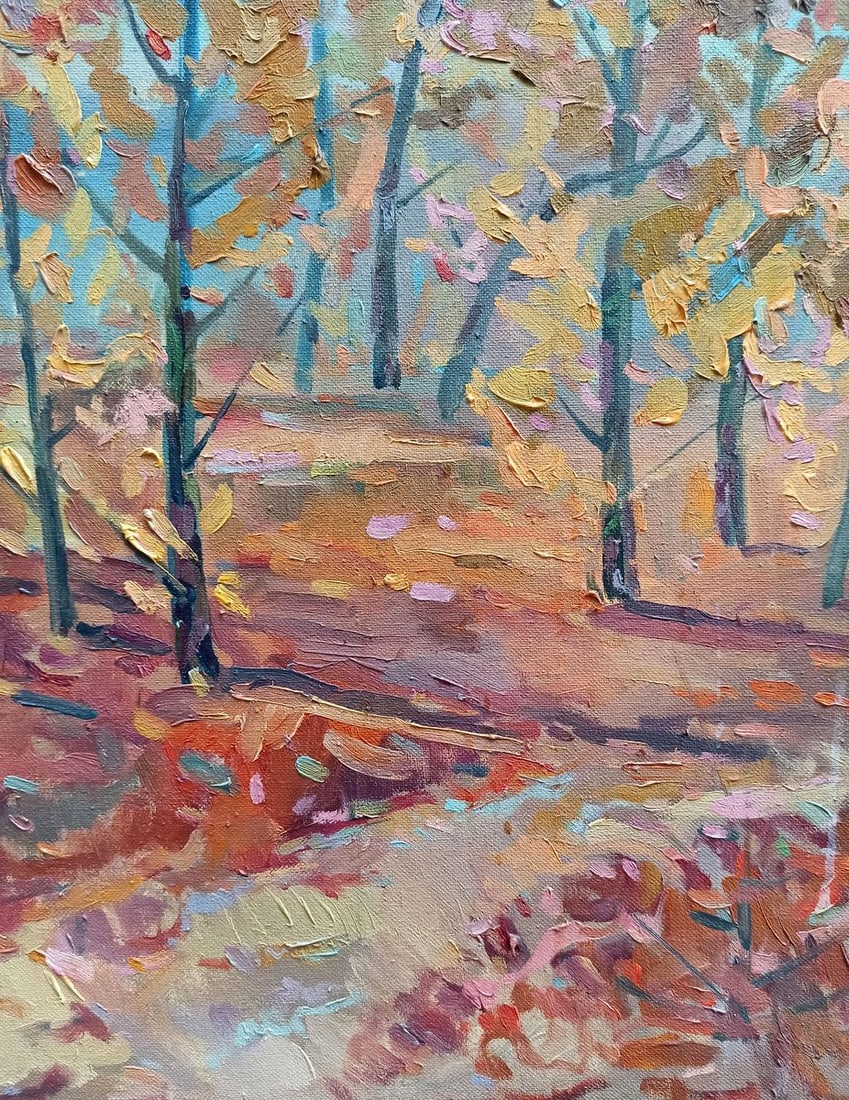 Oil painting Autumn sunny day Peter Tovpev - 9