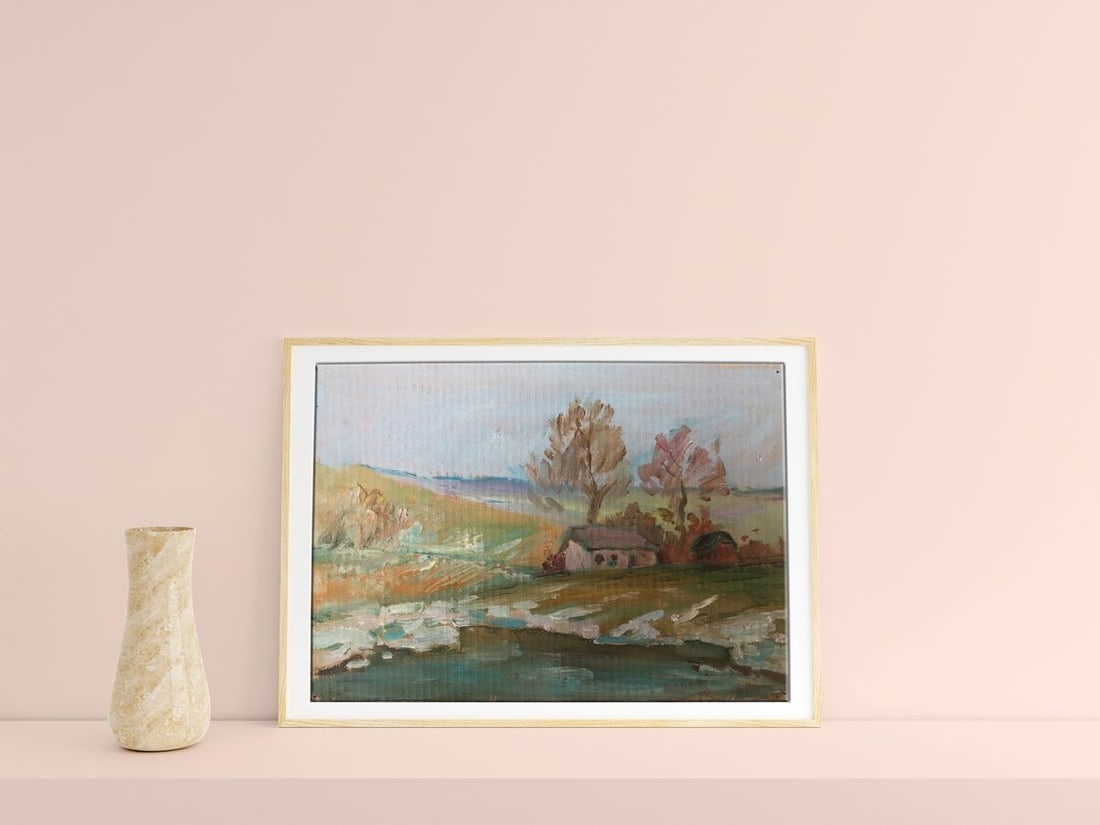 Oil painting House on the outskirts Unknown artist - 2