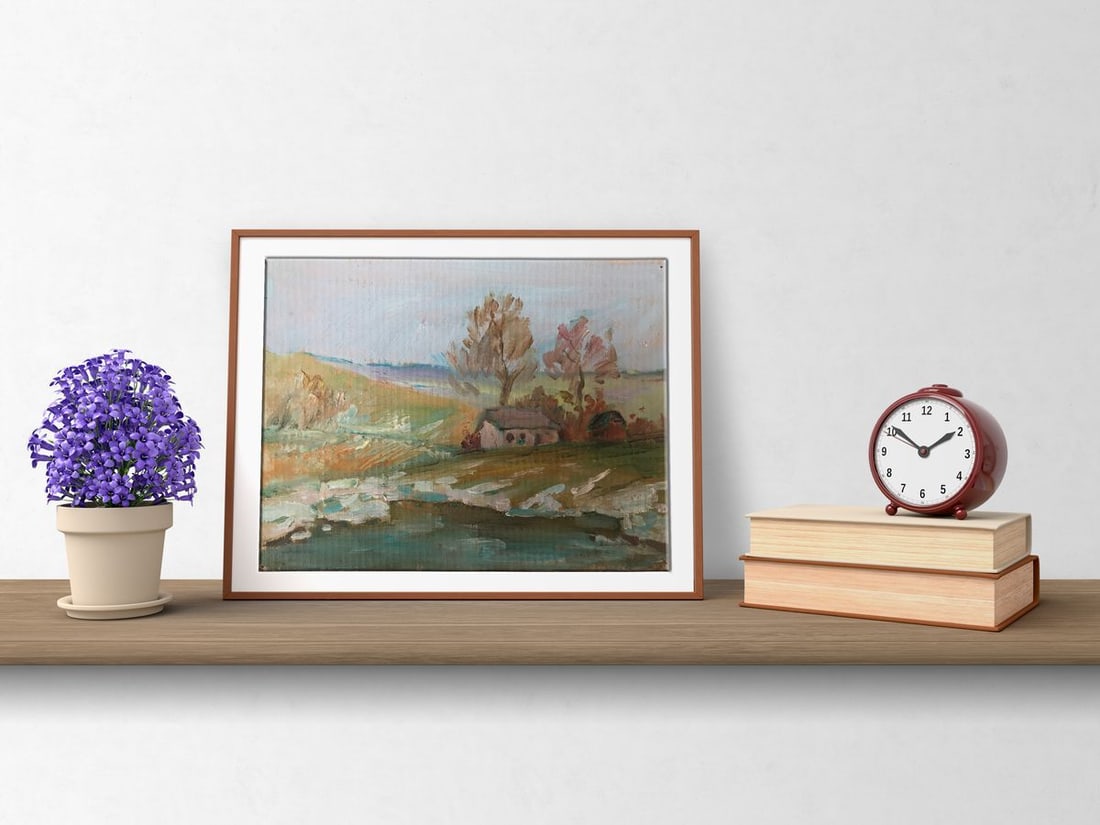 Oil painting House on the outskirts Unknown artist - 3