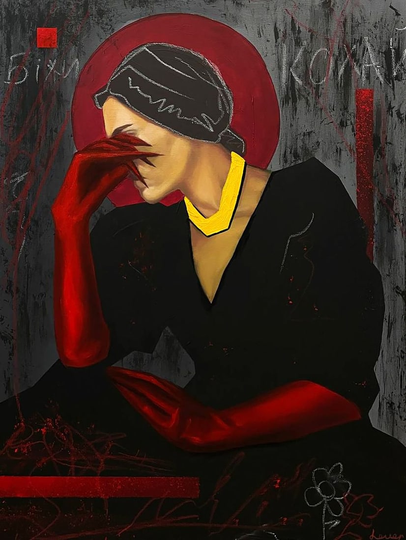 Acrylic painting To love a woman or run away Maksym Newskulenko: Title: Acrylic painting To love a woman or run away Maksym Newskulenko Description: No. New 37 *** ABOUT THIS PAINTING *** * TITLE: "To love a woman or run away" * ARTISTS: Maksym Newskulenko* SIZE: 8