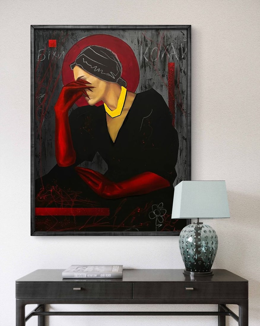 Acrylic painting To love a woman or run away Maksym Newskulenko - 2