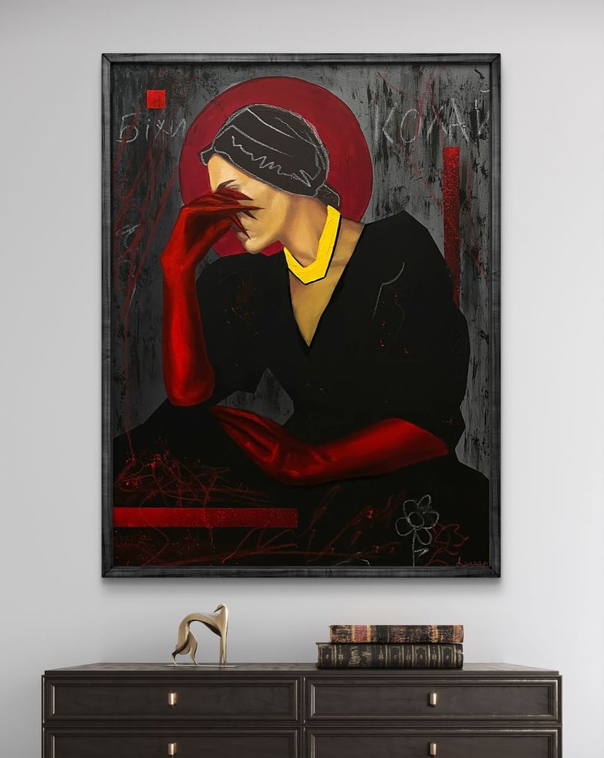 Acrylic painting To love a woman or run away Maksym Newskulenko - 3