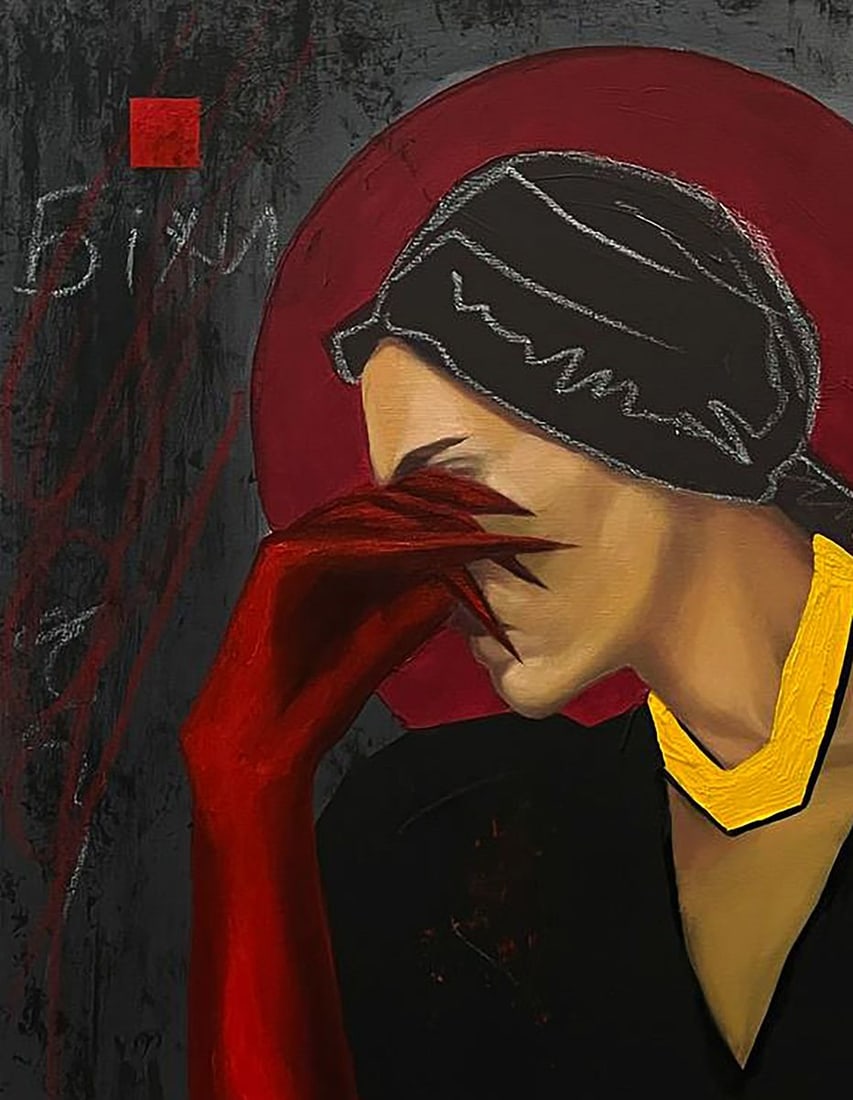 Acrylic painting To love a woman or run away Maksym Newskulenko - 4