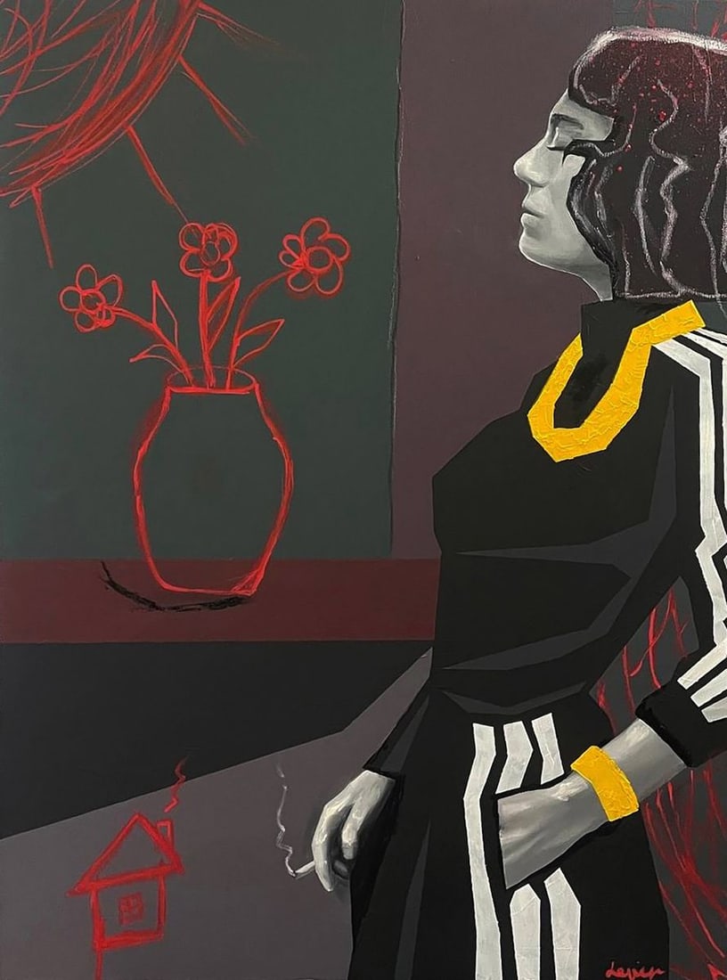 Acrylic painting Flowers in a vase and a girl Maksym Newskulenko: Title: Acrylic painting Flowers in a vase and a girl Maksym Newskulenko Description: No. New 43 *** ABOUT THIS PAINTING *** * TITLE: "Flowers in a vase and a girl" * ARTISTS: Maksym Newskulenko* SIZE: