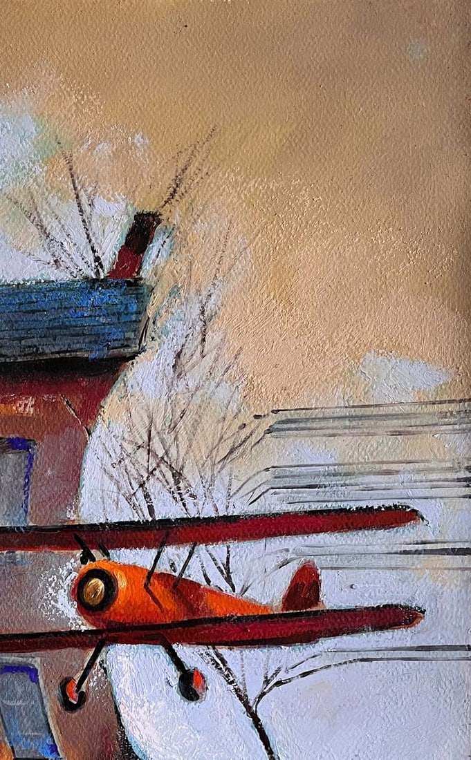 Acrylic painting Red Flight Juan Angel Gonzalez de la Calle - 3