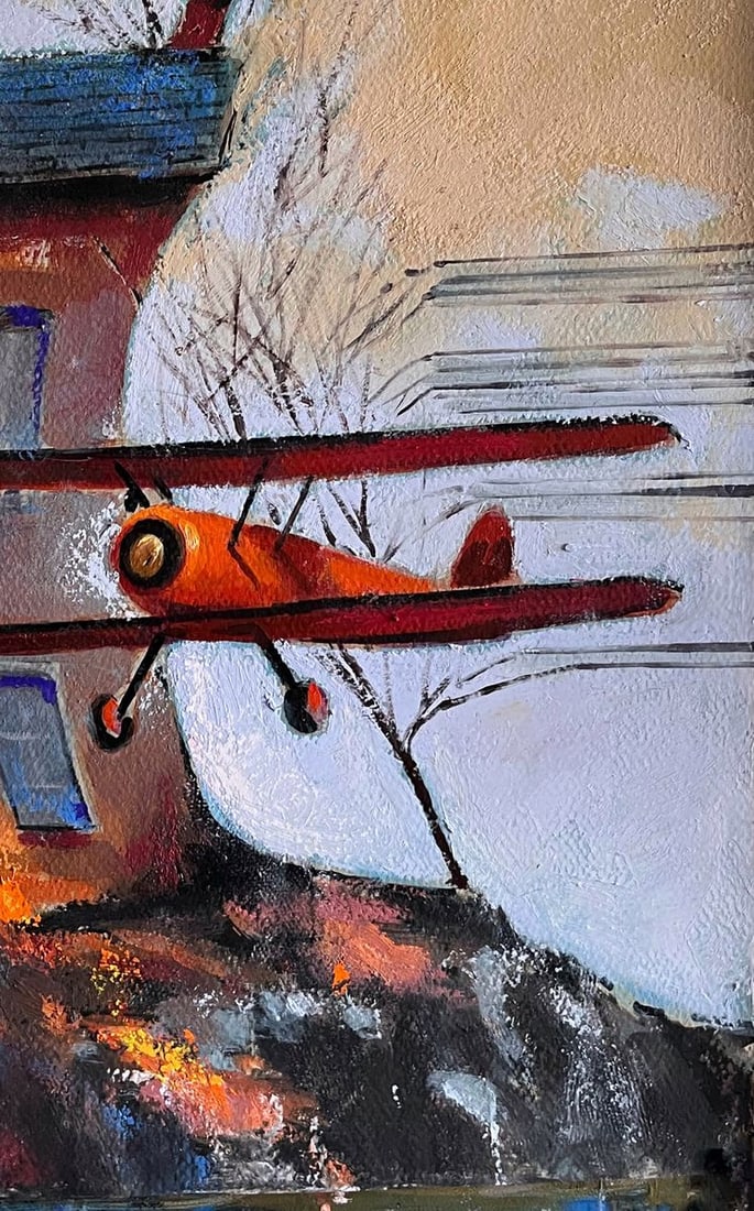 Acrylic painting Red Flight Juan Angel Gonzalez de la Calle - 5