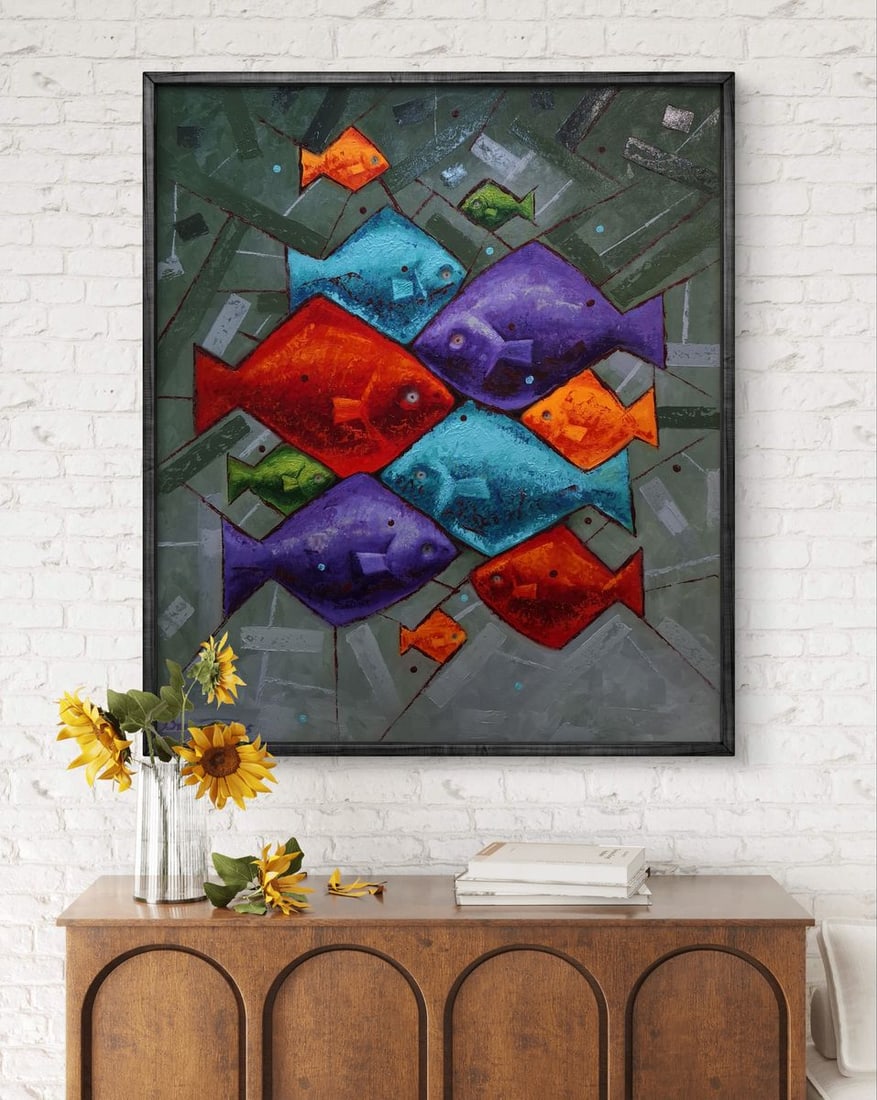 Oil painting Eleven Brightly Colored Fish Sergey Voichenko - 3