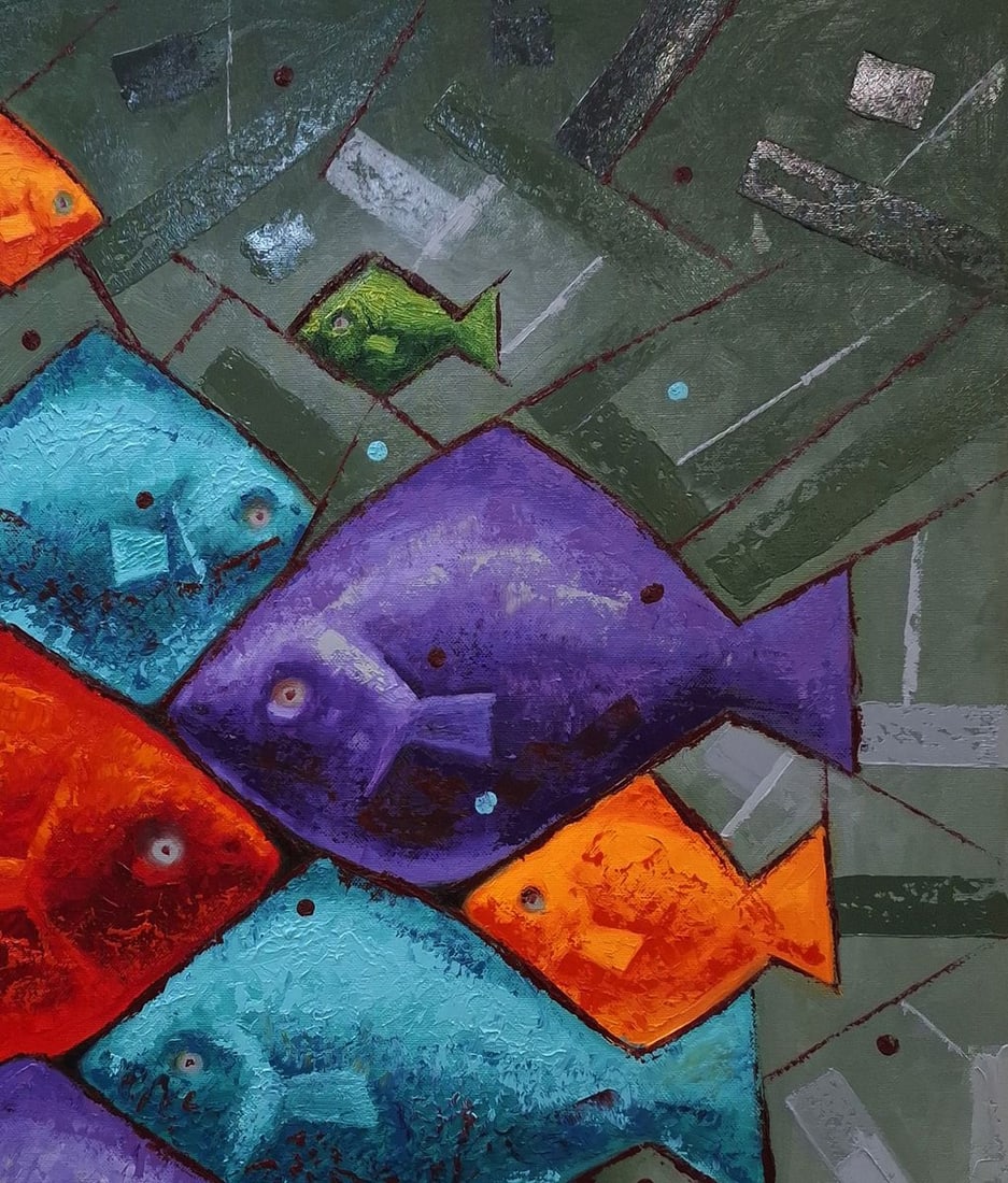 Oil painting Eleven Brightly Colored Fish Sergey Voichenko - 6