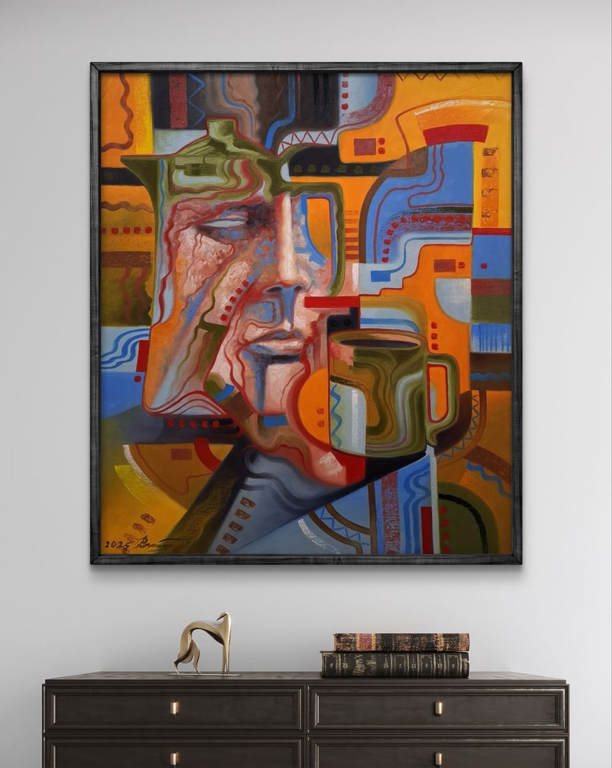 Oil painting Green mug in the morning Sergey Voichenko - 2