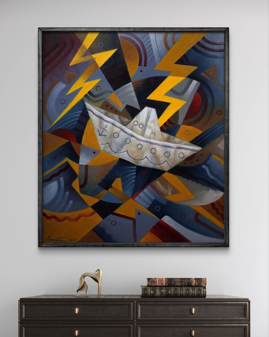 Oil painting The ship was caught in a storm Sergey Voichenko - 2