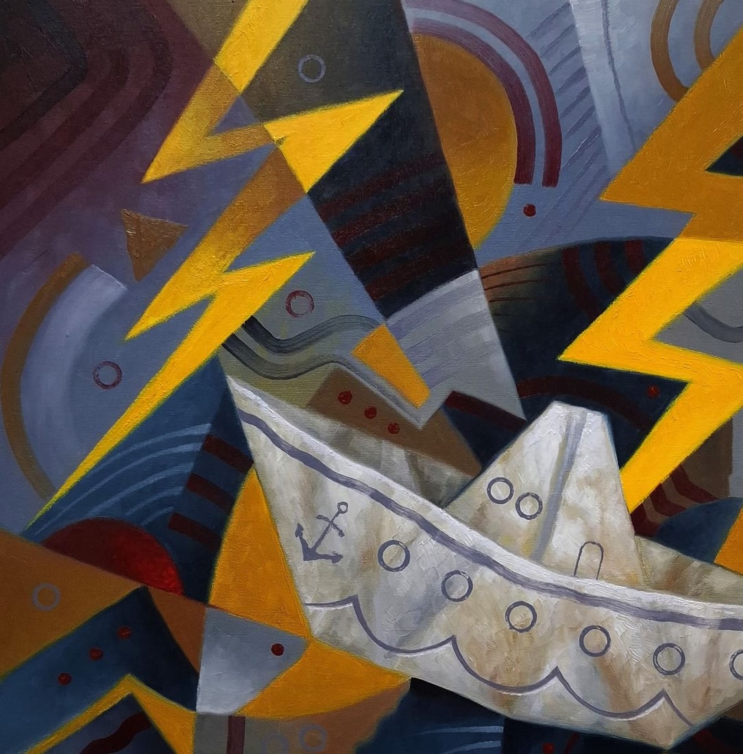 Oil painting The ship was caught in a storm Sergey Voichenko - 4