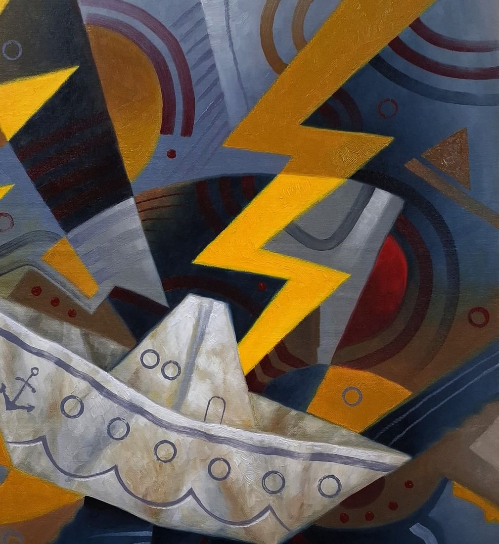 Oil painting The ship was caught in a storm Sergey Voichenko - 5