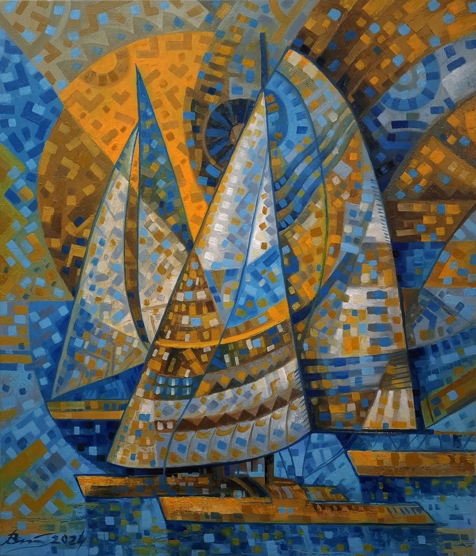 Oil painting Sailboats on a sunny day Sergey Voichenko: Title: Oil painting Sailboats on a sunny day Sergey Voichenko Description: No. Voich 135 *** ABOUT THIS PAINTING *** * TITLE: "Sailboats on a sunny day" * ARTISTS: Sergey Voichenko* SIZE: 70x60 cm/'27