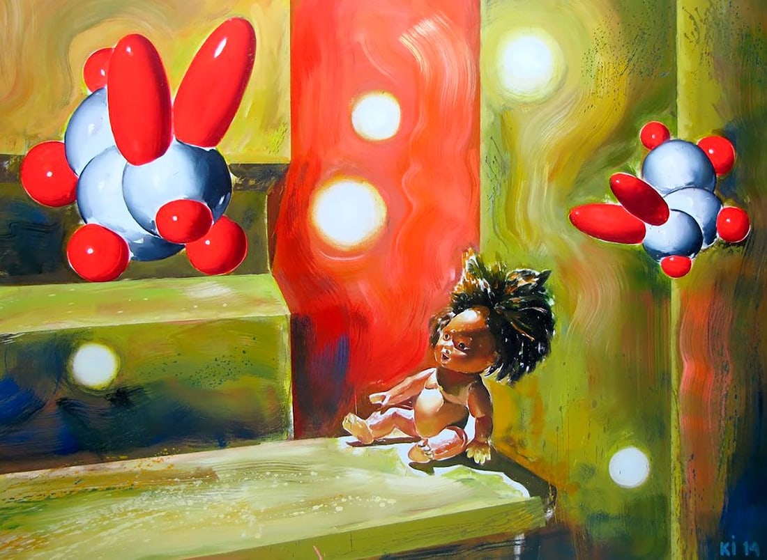 Oil painting Good night Igor Konovalov: Title: Oil painting Good night Igor Konovalov Description: No. Kon 114The painting "Good Night" by Ukrainian artist Igor Konovalov is a vibrant and imaginative depiction that juxtaposes the innocence