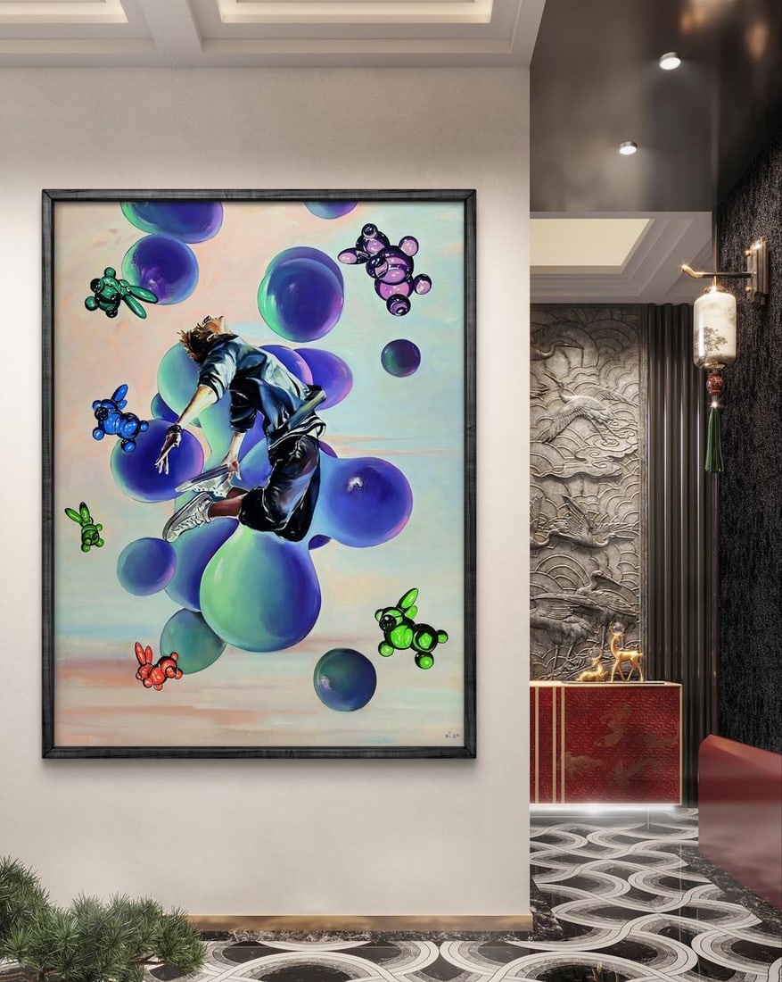 Oil painting Tiktok man jumping Igor Konovalov - 2