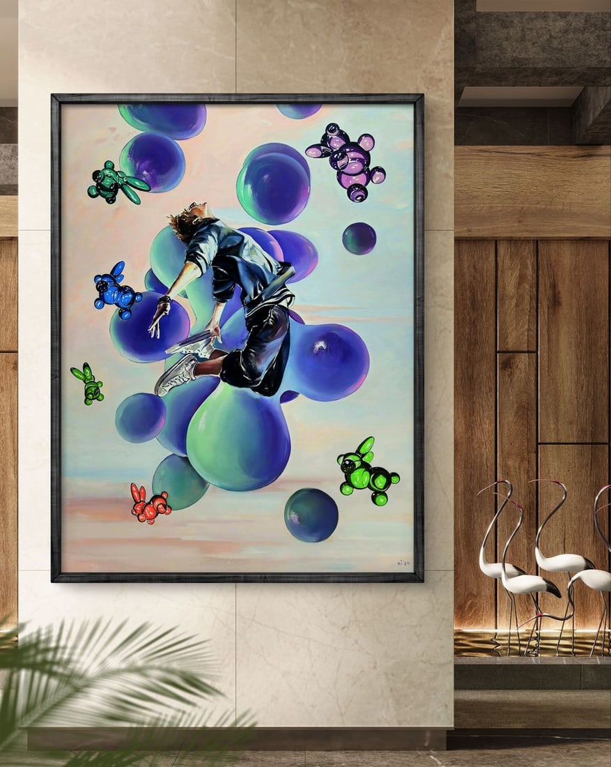 Oil painting Tiktok man jumping Igor Konovalov - 3