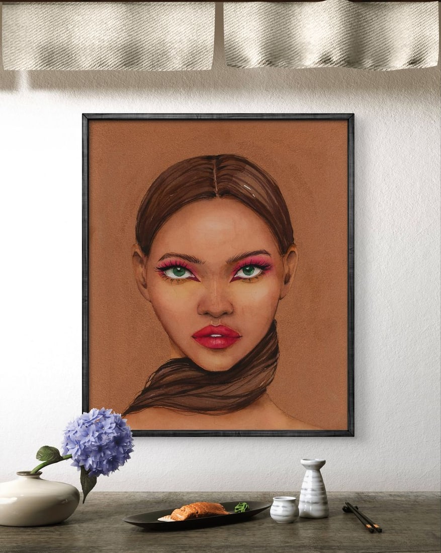 Watercolor painting Lady in gold Victoria Kagalovska - 2